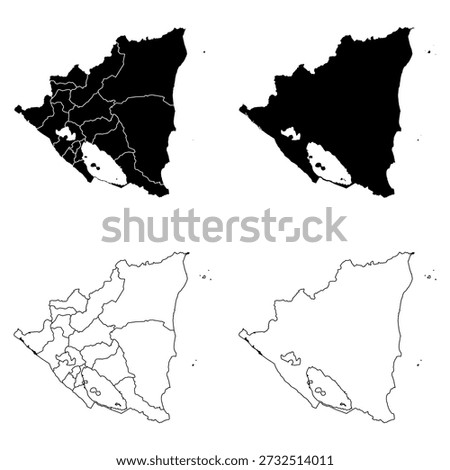 Nicaragua Outline and Solid Fill Map Set.