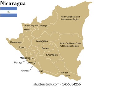 Nicaragua political map vector illustration
