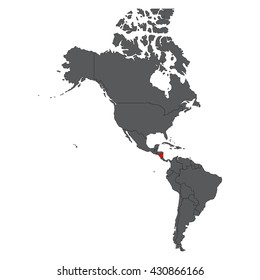 Nicaragua red map on gray America map vector