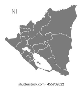 Nicaragua regions Map grey