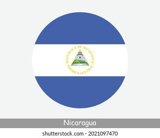 Nicaragua Round Circle Flag. Nicaraguan Circular Button Banner Icon. EPS Vector