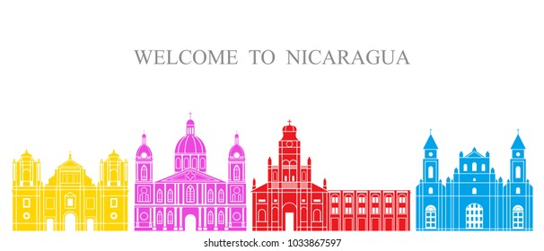 Nicaragua set. Isolated Nicaragua architecture on white background. EPS 10. Vector illustration