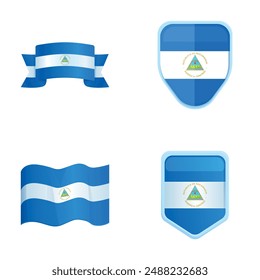 Nicaragua symbol icons set cartoon vector. National flag of nicaragua. Country in central america