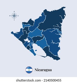 Nicaragua vector map and flag, Flag map of Nicaragua, vector