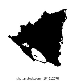 Nicaragua vector map  silhouette isolated on white background. High detailed illustration. Nicaragua silhouette illustration. State in Central America.