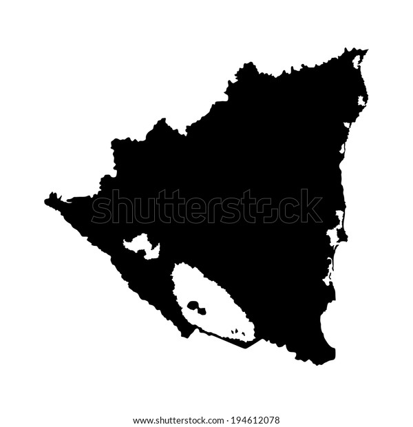 白い背景にニカラグアのベクター画像地図シルエット 詳細なイラスト ニカラグアのシルエットイラスト 中米の州 のベクター画像素材 ロイヤリティフリー