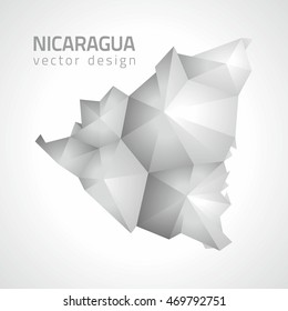 Nicaragua vector polygonal grey and silver triangle map