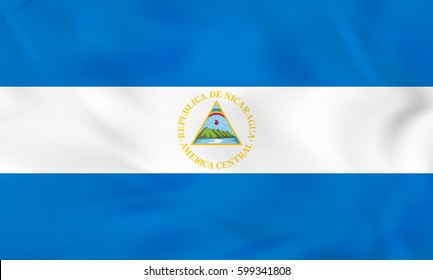 Nicaragua waving flag. Nicaragua national flag background texture. Vector illustration.