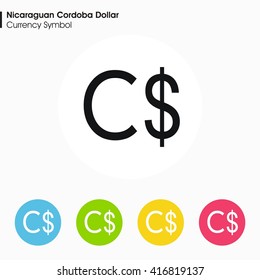 Nicaraguan Cordoba Dollar sign icon.Money symbol. Vector illustration.
