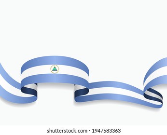 Nicaraguanische Fahne wavy abstrakter Hintergrund. Vektorgrafik.