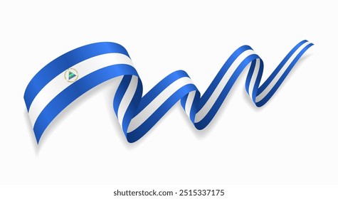 Nicaraguan flag wavy abstract background. Vector illustration.