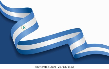 Nicaraguan flag wavy abstract background. Vector illustration.