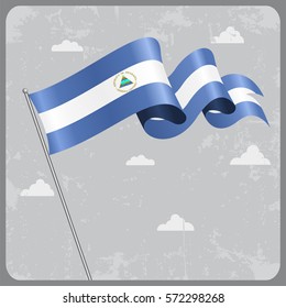 Nicaraguan flag wavy abstract background. Vector illustration.