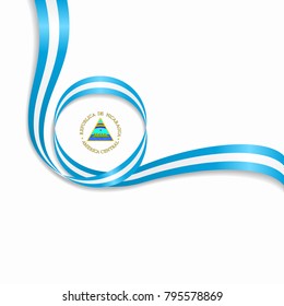 Nicaraguan flag wavy abstract background. Vector illustration.
