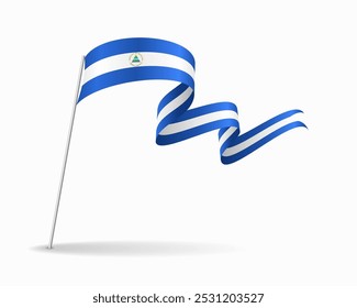 Nicaraguan flag wavy background layout. Vector illustration.