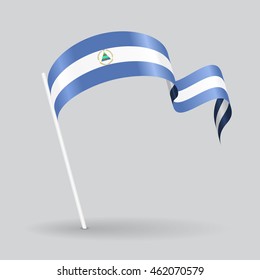 Nicaraguan pin icon wavy flag. Vector illustration.