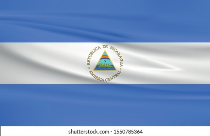 Nicaragus flag waving with wind effect