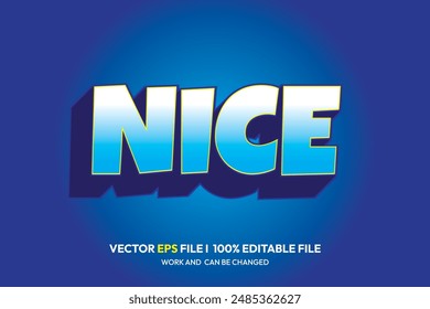 Nice 3d text effect design blue and white color