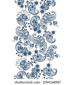 Nice abstract ornament seamless pattern vertical line  with different elements made in vector in dark  blue color with a lot of parts