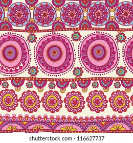 nice abstract seamless pattern. Indian ornament, kaleidoscopic floral pattern, mandala. ethnic pattern. range, circle, round, disk.