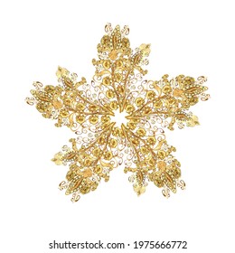Nice abstract snowflakes vector design. New year snowflake. Flat snow doodle icons, snow flakes silhouette in golden colors for christmas banner, cards.