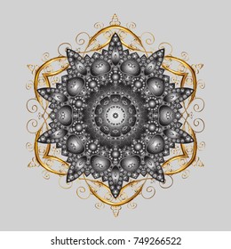 Nice abstract snowflakes vector design. Flat snow doodle icons, snow flakes silhouette in gray, brown and beige colors for christmas banner, cards. New year snowflake.