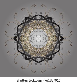 Nice abstract snowflakes vector design. Flat snow doodle icons, snow flakes silhouette in gray, brown and beige colors for christmas banner, cards. New year snowflake.