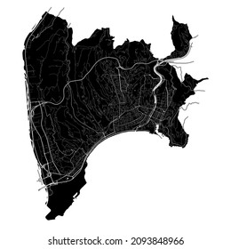 Nice, Alpes-Maritimes, France, France, high resolution vector map with city boundaries, and editable paths. 