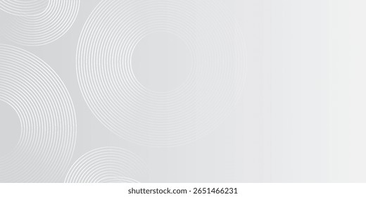 Bonita arte branco brilhante linhas geométricas no fundo cinza. Moderno azul brilhante círculo abstrato