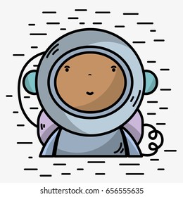 nice astronaut with equipment to kawaii avatar