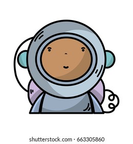 nice astronaut with equipment to kawaii avatar