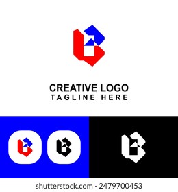 Nice B logo with blue and red color concept