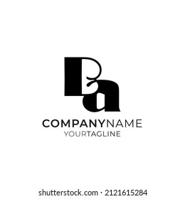 bonito logotipo de la letra BA en negro