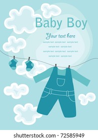 nice baby boy card. vector illustration