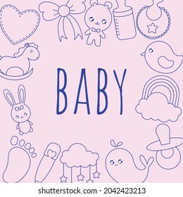 nice baby card with items