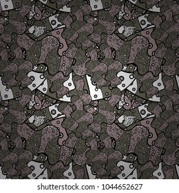 Nice background. Abstract doodles pattern. - stock. Black, brown and neutral on colors. Vector illustration. Seamless Cute fabric pattern.