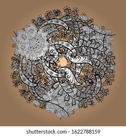 Nice background. Black, beige and white on colors. Doodles cute pattern. Sketch Beautiful fabric pattern. Vector - stock.