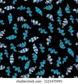 Nice background. It can be used on wallpaper, mug prints, baby apparels, wrapping boxes etc. Doodles cute pattern. Seamless Beautiful fabric pattern. Black, blue and white on colors. Vector - stock.