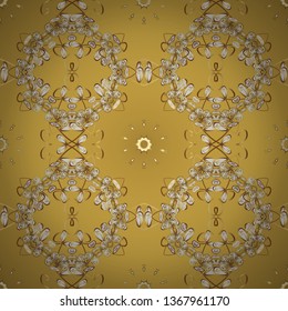 Nice background. Decor on beige and yellow background for clothing design. Abstract geometric pattern. Seamless geometric pattern. Cute texture.