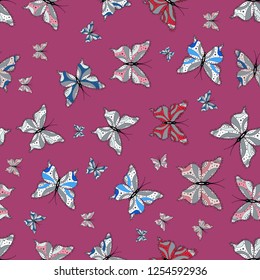 Nice background for design of fabric, paper, wrappers and wallpaper. Seamless background of colorful butterflies. Vector illustration.