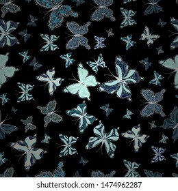 Nice background for design of fabric, paper, wrappers and wallpaper. Vector illustration. Seamless background of colorful butterflies.