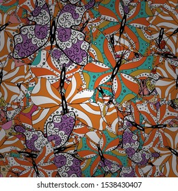 Nice background for design of fabric, paper, wrappers and wallpaper. Seamless background of colorful butterflies. Vector illustration.
