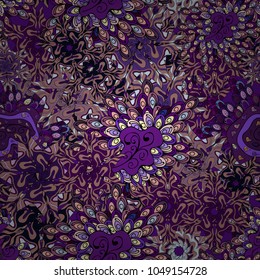 Nice background. Neutral, violet and black on colors. - stock. Vector illustration. Abstract doodles pattern. Seamless Cute fabric pattern.