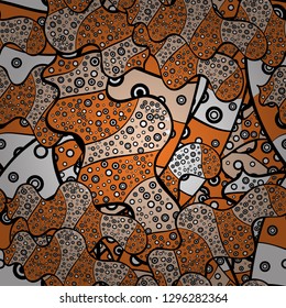 Nice background. Orange, beige and black on colors. Abstract doodles pattern. Vector illustration. - stock. Seamless Cute fabric pattern.
