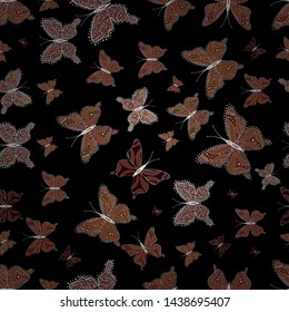 Nice background for paper, design of fabric, wrappers and wallpaper. Seamless. Colorfil beautiful butterflies illustrations. Vector illustration.