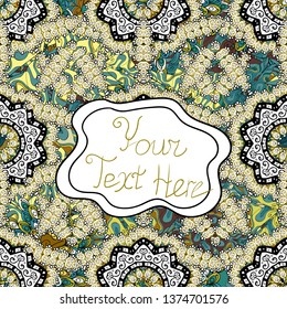 Nice background. Seamless Beautiful fabric pattern. Vector - stock. Doodles cute pattern. White, black and green on colors.