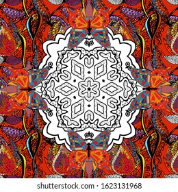 Nice background. Seamless Beautiful fabric pattern. Doodles cute pattern. Vector - stock. White, black and red on colors.