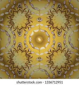 Nice background. - stock. Vector illustration. Abstract doodles pattern. Yellow and brown on colors. Seamless Cute fabric pattern.
