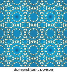 Nice background. Vector - stock. Blue, brown and yellow on colors. Doodles cute pattern. Seamless Beautiful fabric pattern.