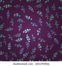 Nice background. Vector - stock. Purple, blue and black on colors. Doodles cute pattern. Seamless Beautiful fabric pattern.